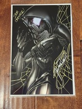 White Widow #7 Gwenom Virgin Black Metal Cover Signed & Remark By Jamie Tyndall