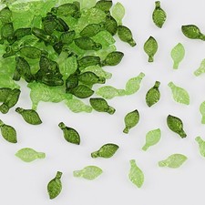 800Pcs Green Leaf Beads Transparent Leaf Charms Cute Acrylic Beads for Jewelry