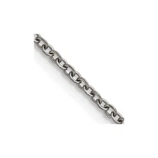 Titanium Polished 2.25mm Cable Chain Necklace 24" for Women 2.73gm