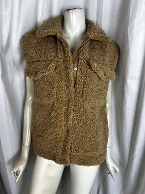 ENA PELLY coco faux fur tan vest teddy womens size 6