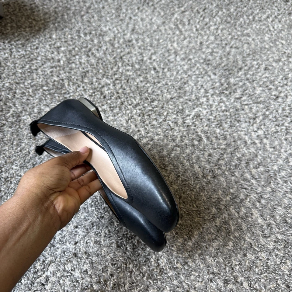 Franco Sarto Ailee Puntera Cuadrada Cuero Suave Ballet Pisos Azul 6 M Negro Nuevo Foto 4 de 4