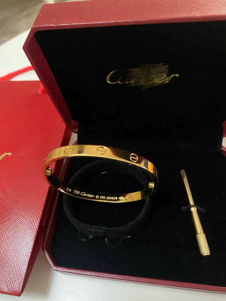 Brazalete Pulsera Chapado en Oro Amarillo 18k Talla 16 con Caja y Bolsa Foto 3 de 4