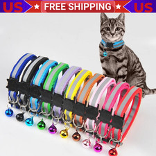 Adjustable Reflective Nylon Cat Collar Bell For kitten Small Dog Puppy Pet