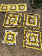 Vtg Granny Square Table Runner Placemat Dresser Liner Retro Crochet Grandma