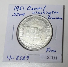 1951 Washington/Carver Commemorative Silver Half Dollar XF/AU Cleaned (91425)