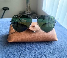 NEW Ray Ban Aviator RB 3025 Gunmetal Frame Green Gray 58mm Lenses Sunglasses