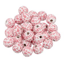 30PCS Wooden Beads, 16mm Cow Leopard Print Wood Beads Loose Spacer Beads, Pink 2