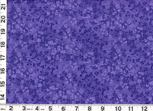 Small Purple Flowers Leafy Vines on Dk Purple Quilting Sewing Fabric by Yd #328 - product listing photo