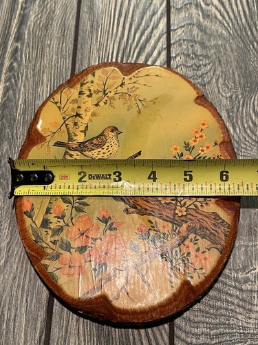 Placca fetta legno da appendere a parete uccellino vintage anni 70 metà secolo arredo casa LB - Foto 3 di 4