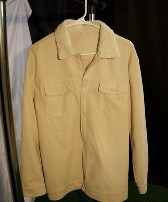 Men s Fur Collar Coat, M, Cream