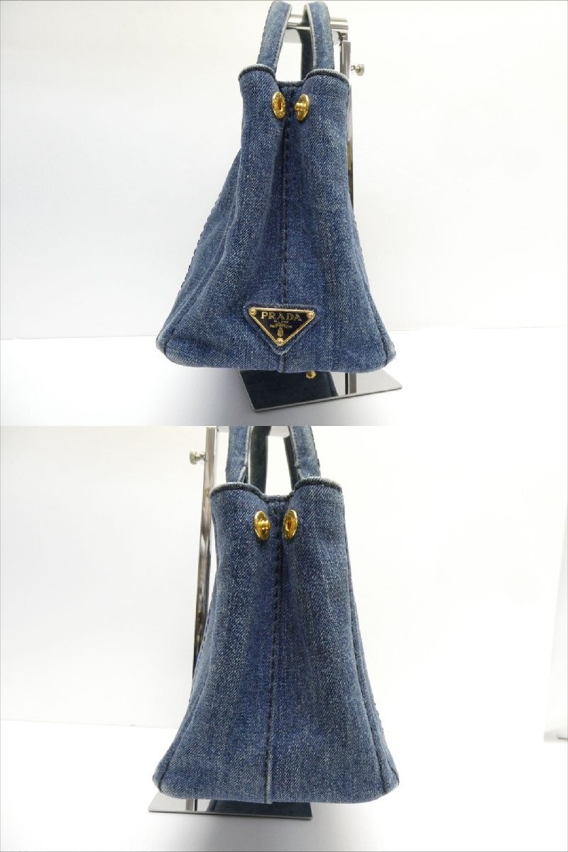 PRADA Canapa Denim Tote Bag 1BG439 Shoulder Strap Missing With Certificate Bag W thumbnail 3