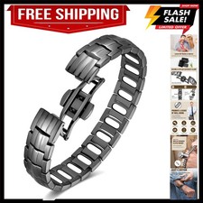 Adjustable Magnetic Bracelet for Men - 5,000 Gauss Titanium Grey Style
