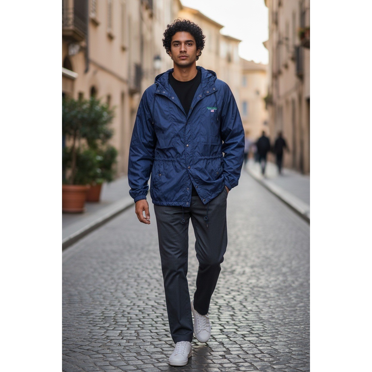 Polo Sport Ralph Lauren Vintage SZXL Navy Blue Ripstop Hooded Windbreaker Jacket
