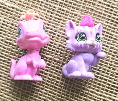 2 Mattel Cave Club Toy Figures T Rex Pink & Ferral Saber Toothed Tiger Purple...