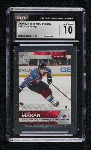 2019-20 Topps Now NHL Stickers /1028 Cale Makar #182 CGC 10 Gem Mint Rookie RC