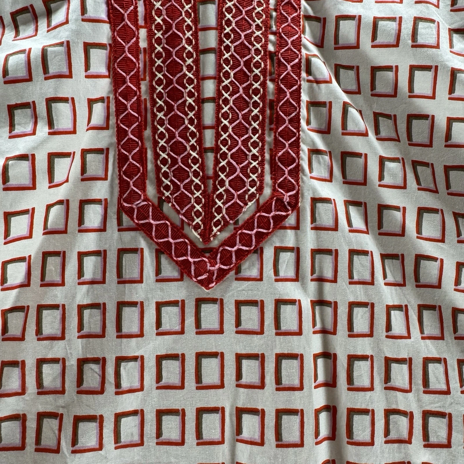 TORY BURCH Tori Burch tunica stampa rossa mini abito cornice quadrata copricostume cotone donna 4