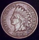 1908-S INDIAN HEAD CENT  1C , VF GRADE ,FULL LIBERTY