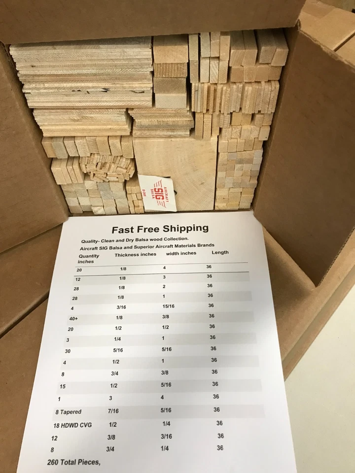 Lote de Madeira Balsa de Qualidade ~ Variedade para Modelo de Avião Construção/Artesanato ~ LOTE "L" BOM! - Imagem 3 de 4