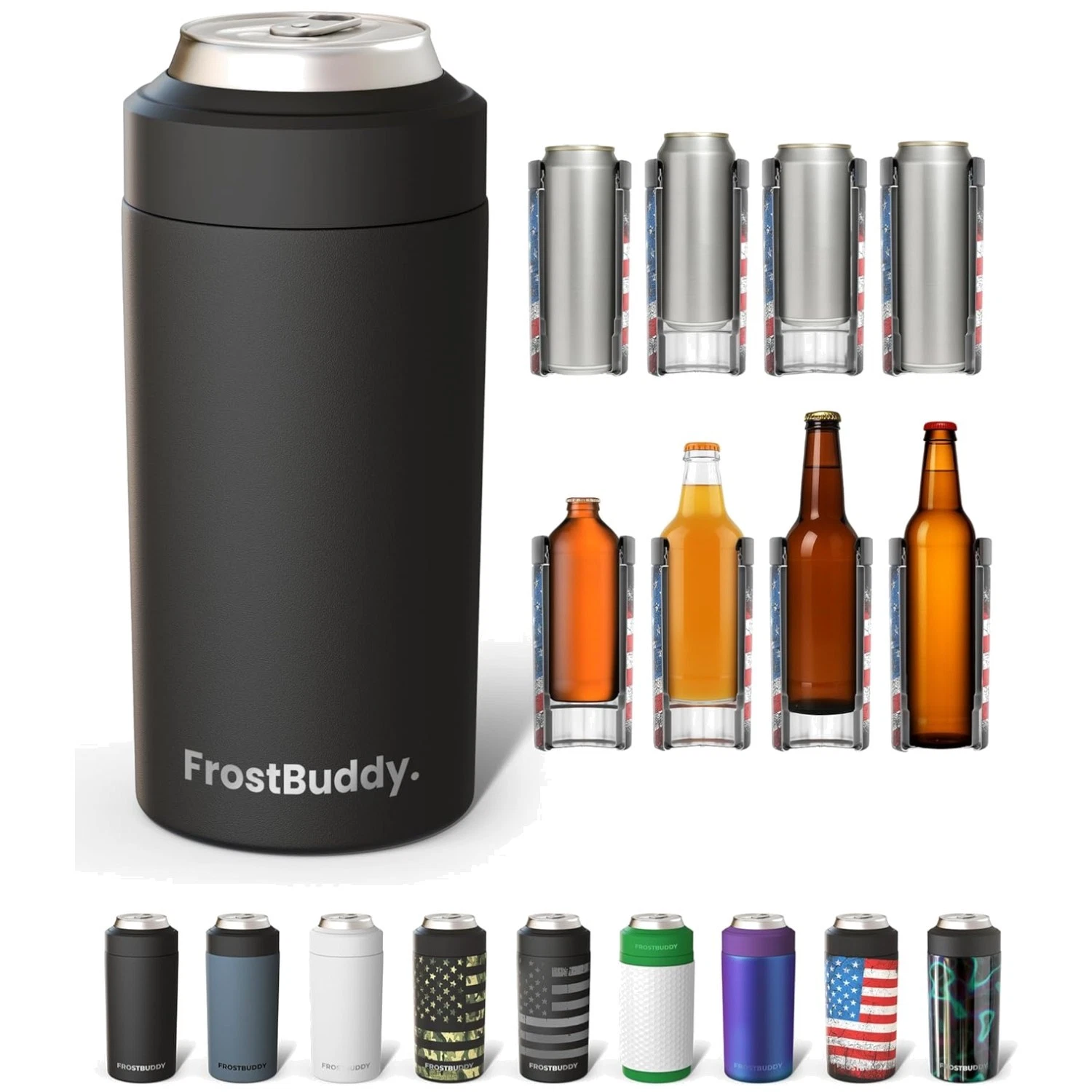 Insulated Stainless Steel Can Cooler - Fits 12 & 16 oz