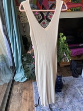 Forever 21 Beige Rayon Blend Bodycon Knitted Dress Size XL Sleeveless