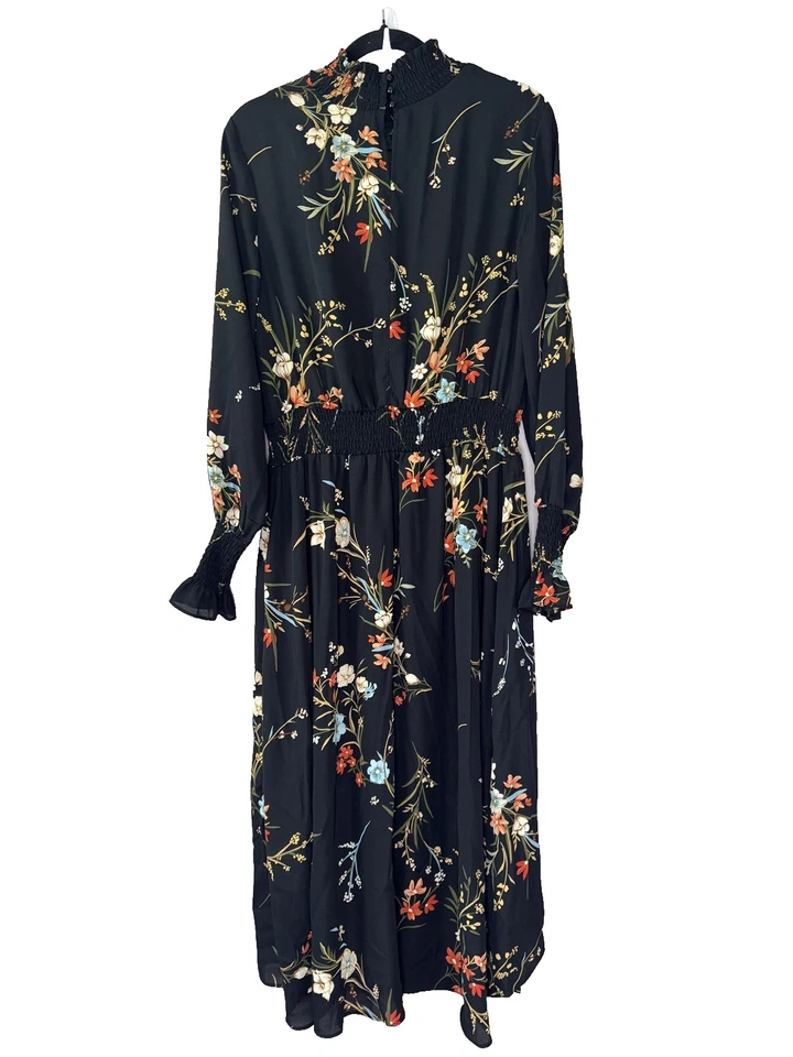 Nanette Lepore Women 14 Floral Midi Dress Asymmetrical Whimsigoth Dark Fairycore - Image 2 of 4