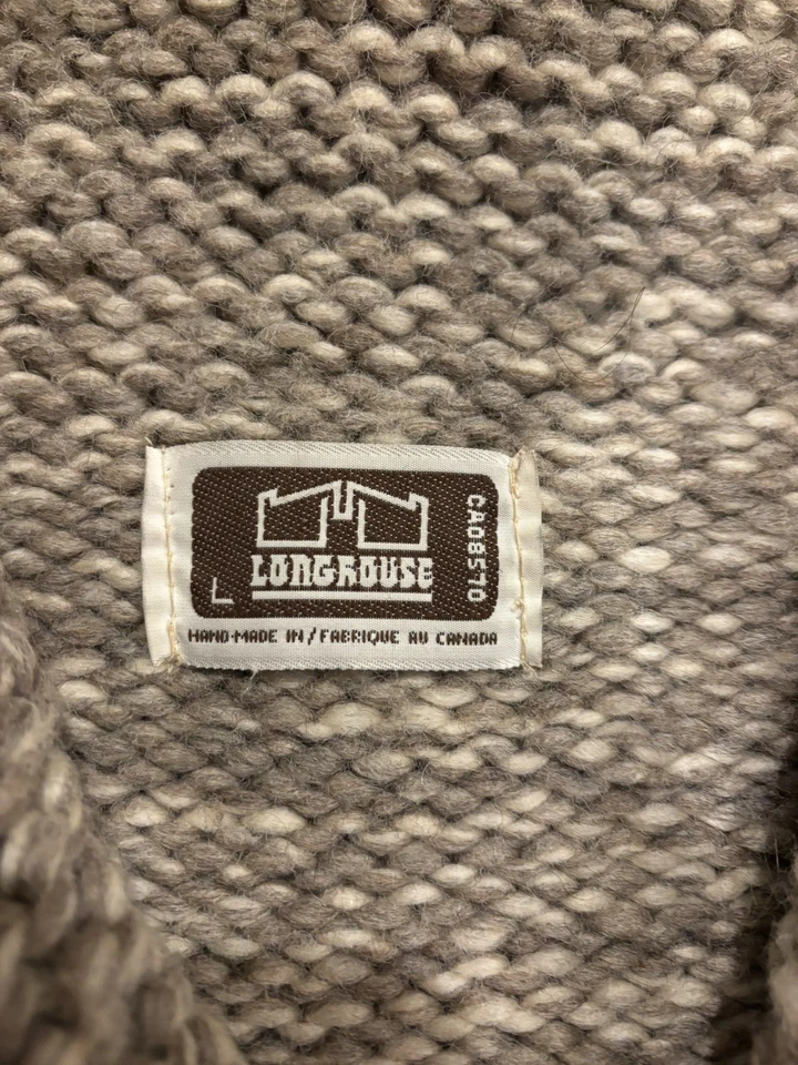 Cárdigan Vintage Hecho a Mano L Cowichan Thunderbird Grande Lana Cremallera Suéter Foto 4 de 4