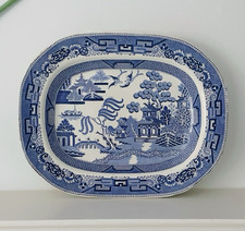 Antique Very Large Willow Pattern Platter Meat Plate/Dish Blue & White 18" 45cm