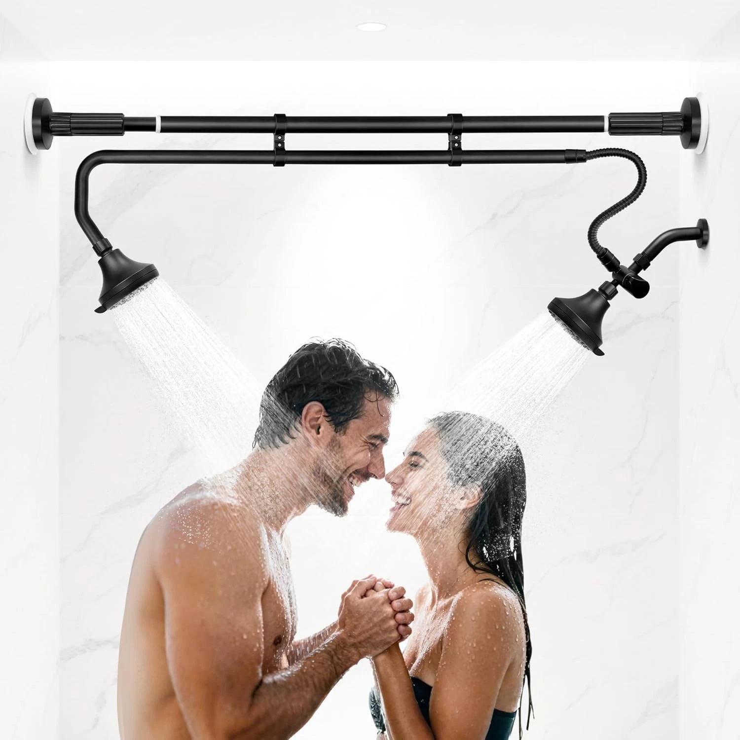 OURBAOFU Tandem Dual Shower Head System for Two People High Pressure Couples