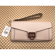 Michael Kors MK Manhattan LG Soft Pink Leather Envelope Long Wallet Strap - NWT