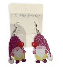 Colorful Valentine's Day Gnomes Shape Heart Love Earrings
