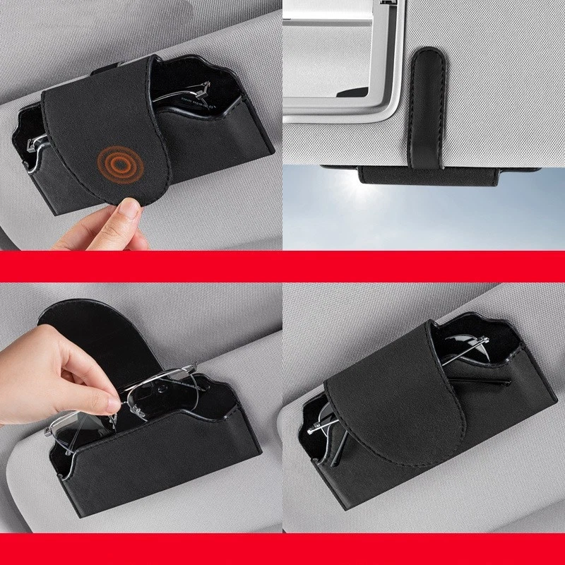 Gamuza Cuero Coche Parasol Gafas de sol Caja Portatarjetas Clip Para Mercedes Benz Foto 3 de 4