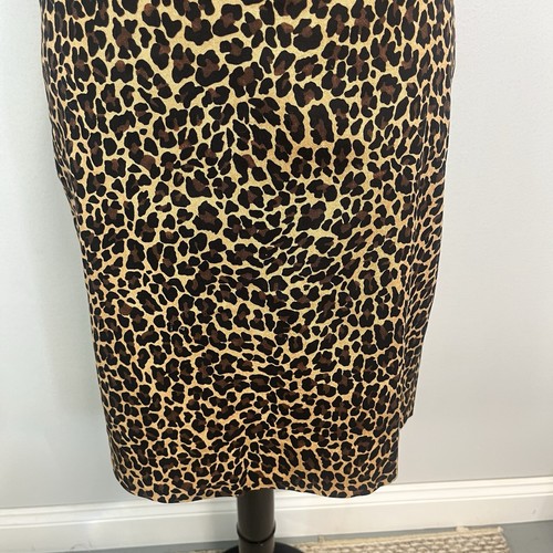 J. Rundhalsausschnitt Rock Größe 6 zierlich braun schwarz Gepard Leopard gerade Bleistift Knie - Bild 4 von 7