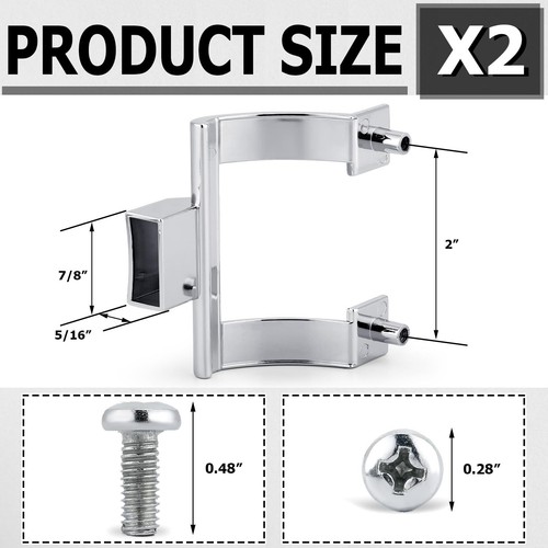 Set 2 Pezzi Staffe Porta Asciugamani Cromate Maniglie Porta Doccia 2" Fori Vite Bagno... - Foto 2 di 6