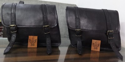 Black Leather Motorcycle Saddle Bags 2 Saddlebag Luggage Bag Bag For Biker's JMB