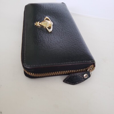 Vivienne Westwood Wallet Accordion Black Large Logo Zip