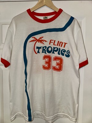 Jackie Moon Flint Tropics #33 Jersey Shirt Large - Semi-Pro Movie - Will Farrell