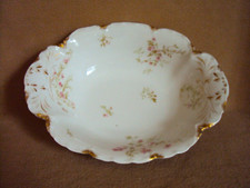VINTAGE STAMPED HAVILAND CO LG LIMOGES OVAL BOWL FRANCE Roses Gold Rim