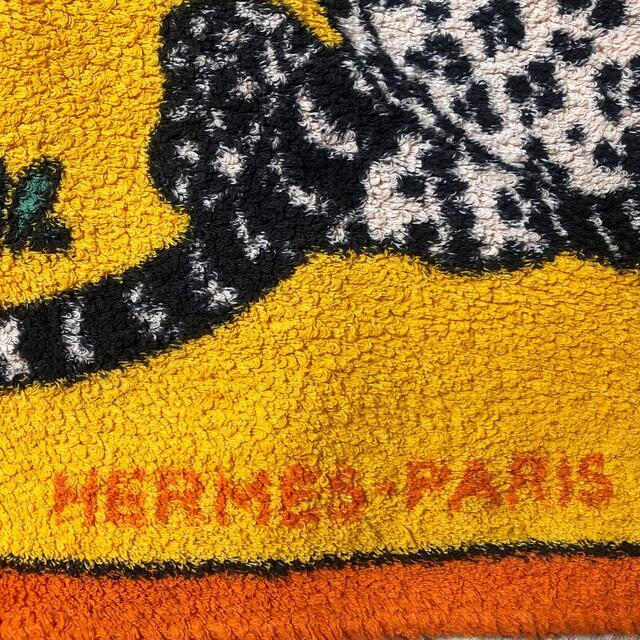 稀少 HERMES-PARIS 豹デザイン バスタオル 約65×90 HERMES Paris Cotton Beach Towel Bath Mat Towel Leopards