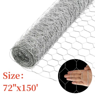 72'' × 150' 2'' Holes Galvanized Poultry Net - Metal Fencing / Chicken Wire