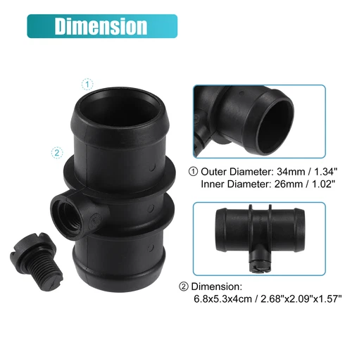 Engine Coolant Hose Connector for BMW MINI Cooper 02-08 No.17127515502 Black - Picture 8 of 8