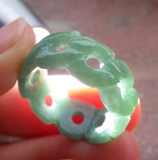 Certified Green Burma Natural A JADE Jadeite Knotted RING USA. 8.5    654562 TN