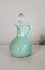 Vintage Mosser Glass Jadeite Jadite Green Glass with Cruet with Lid with Mosser