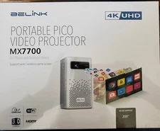 Belink MX7700 Smart Pico Video Projector, 3D 4K UHD. Rechargeable Battery