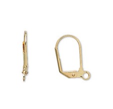10 Bright Gold Brass 17.5mm Basic Hinged Leverback Earring Wires Earwires