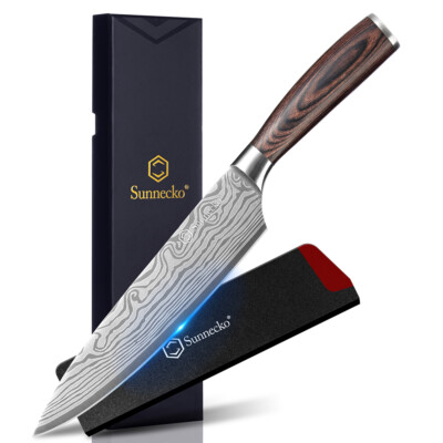 Men Chef's Knife 8 Inch Sharp Kitchen Knife with Sheath Stainless Steel Cutting