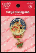 TDL Tokyo Disneyland 2009 Christmas Fantasy Mickey Minnie Snow Globe Disney Pin