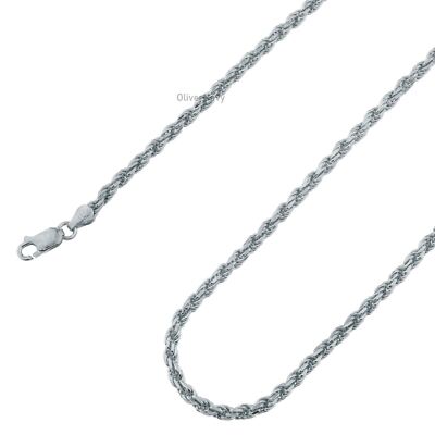 Massive 925 Sterling Silber rhodiniert 3,2 mm gedrehtes Seil Gliederkette