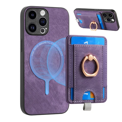 Fr iPhone 16 15 14 13 12 11 Pro Max XR Mag Safe Case with Card Wallet Ring Stand