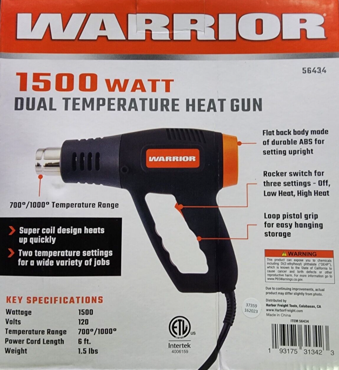 1500 Watt Dual Temperature Heat Gun 1500 Watt Dual Temperature Heat Gun