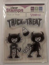 Clear Stamps Halloween Spooky Trick Or Treat Cling Rubber Stamp Set